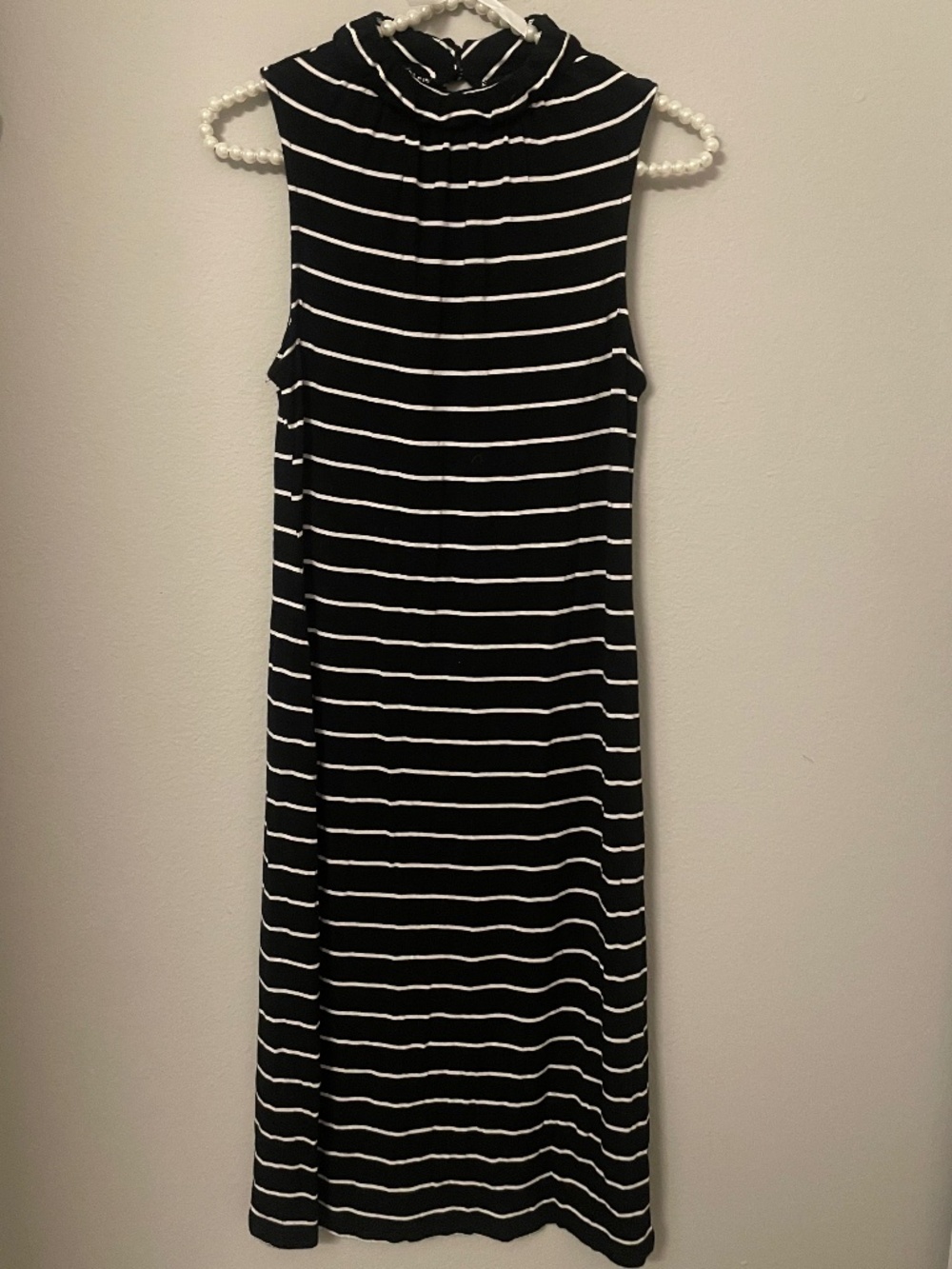 Moa Moa Black & White Striped Sleeveless Midi Dress XS